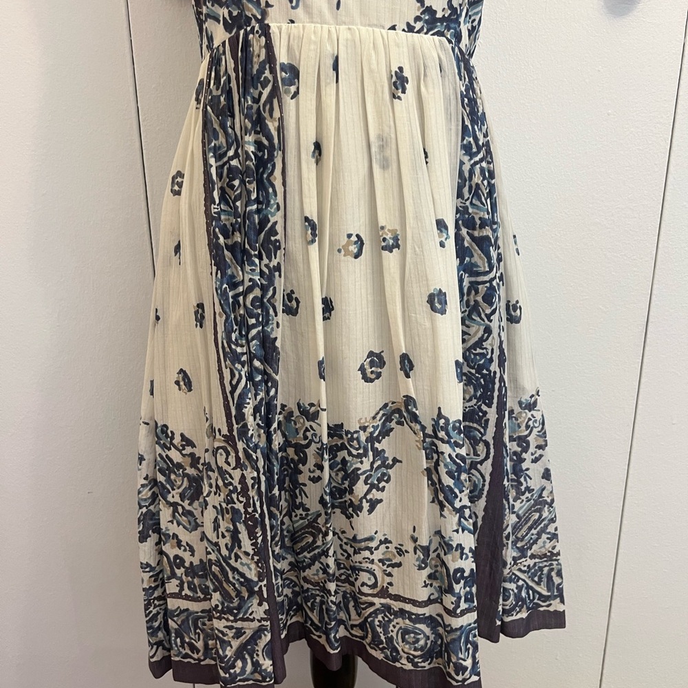 Blue and Cream Floral Midi Dress - Picture 4 of 12